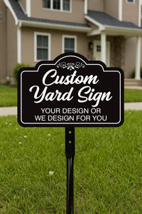 Custom Aluminum Yard Sign with 16" Stake, Personalized Metal Outdoor Sign, Fully Customizable Lawn Marker for Home, Business, Events