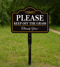 2 Pack Please Keep Off The Grass Yard Sign with 16" Stake, Aluminum Stay Off Grass Warning Sign, Outdoor Landscape Protection Lawn Sign