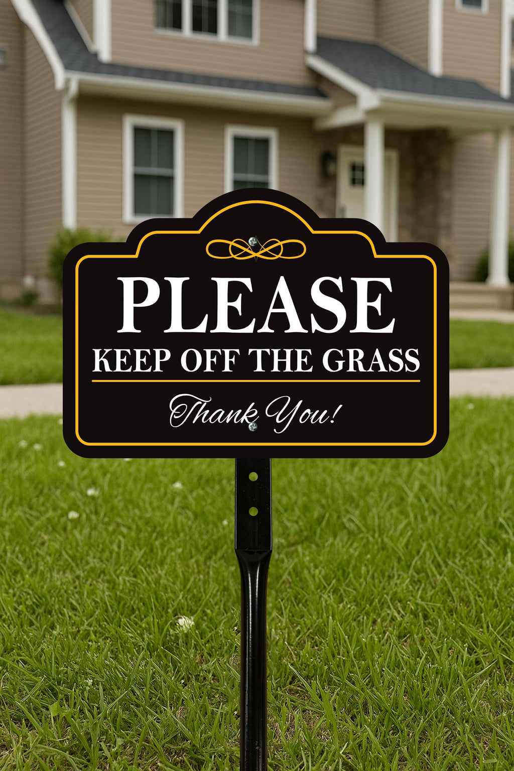2 Pack Please Keep Off The Grass Yard Sign with 16" Stake, Aluminum Stay Off Grass Warning Sign, Outdoor Landscape Protection Lawn Sign