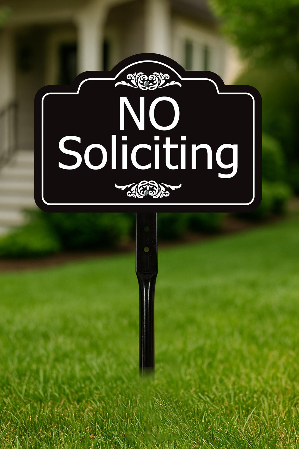 2 Pack No Soliciting Yard Sign with 16" Stake, Rust-Free Aluminum No Solicitors Warning Sign, Outdoor Home Privacy and Security Lawn Sign