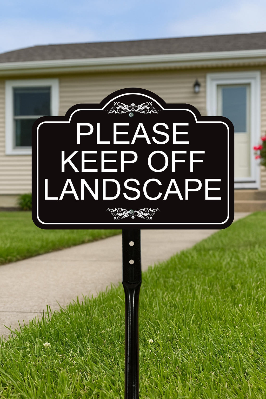 2 Pack Please Keep Off Landscape Yard Sign with 16" Stake, Rust-Free Aluminum Stay Off Grass Warning Sign, Outdoor Lawn Garden Protection