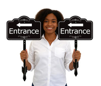 2 Pack Entrance Yard Sign with Arrow and 16" Stake, Aluminum Directional Enter Sign, Outdoor Lawn Entry Marker for Events, Homes, Businesses