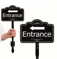 2 Pack Entrance Yard Sign with Arrow and 16" Stake, Aluminum Directional Enter Sign, Outdoor Lawn Entry Marker for Events, Homes, Businesses