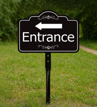 2 Pack Entrance Yard Sign with Arrow and 16" Stake, Aluminum Directional Enter Sign, Outdoor Lawn Entry Marker for Events, Homes, Businesses