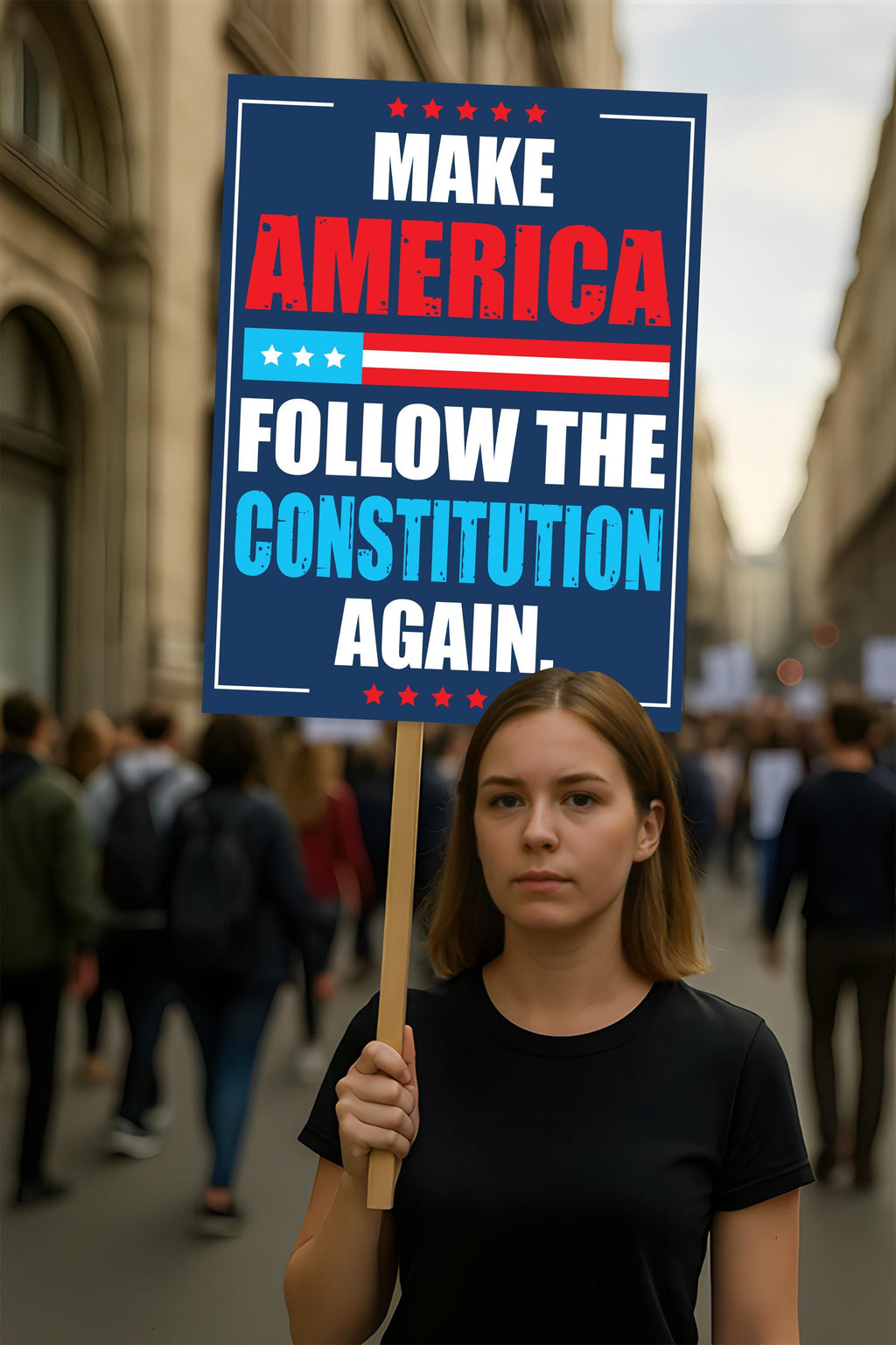 Make America Follow the Constitution Again Protest Sign, Anti-Trump, Political Activist Poster, Rally Sign, Resist Fascism Protest Poster