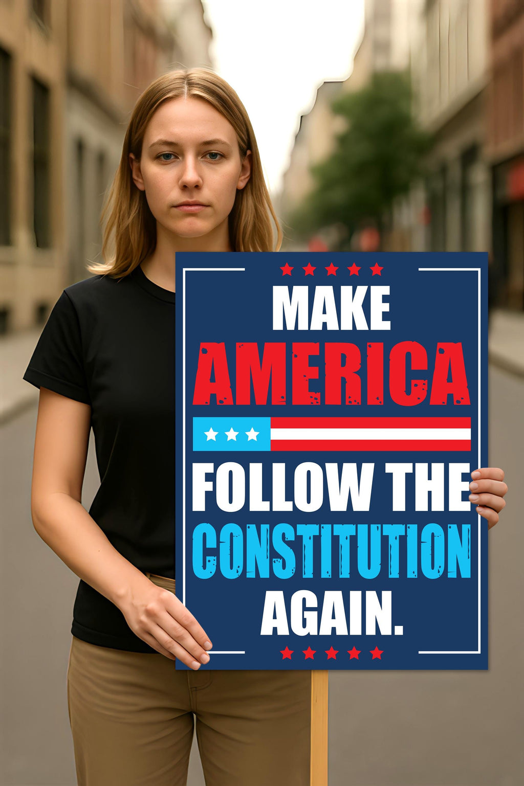 Make America Follow the Constitution Again Protest Sign, Anti-Trump, Political Activist Poster, Rally Sign, Resist Fascism Protest Poster