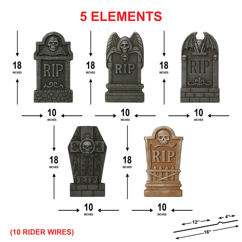 Halloween RIP Tombstone Yard Signs, Graveyard Lawn Decorations with Stakes, Scary Outdoor Halloween Cemetery Decor for Front Yard Display