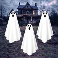 Large Scary Ghost Yard Signs, White Halloween Decorations with Stakes, Corrugated Plastic Outdoor Lawn Decor for Kids, Home, or School
