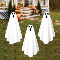 Large Scary Ghost Yard Signs, White Halloween Decorations with Stakes, Corrugated Plastic Outdoor Lawn Decor for Kids, Home, or School
