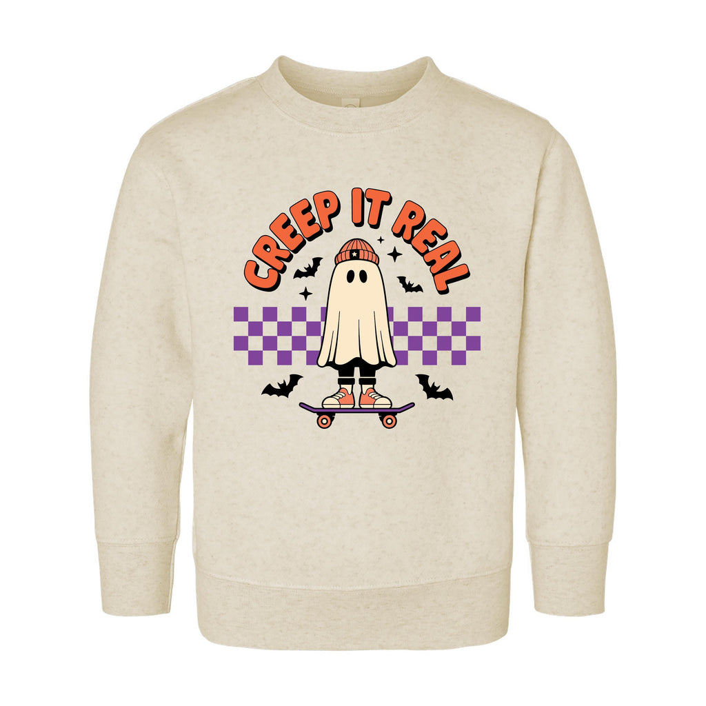 Skater Ghost Baby Shirt, Creep It Real Baby Bodysuit, Halloween Toddler Sweatshirt - Retro Boys Outfit, Spooky Skate Fall Clothes