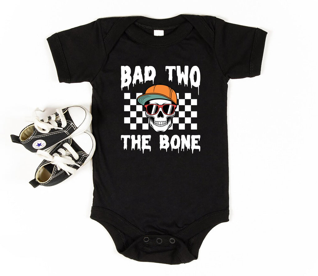 Halloween 2nd Birthday Shirt, Bad Two the Bone Baby Bodysuit, Custom Year Old Toddler Sweatshirt - Spooky Boy Outfit, Skeleton Theme