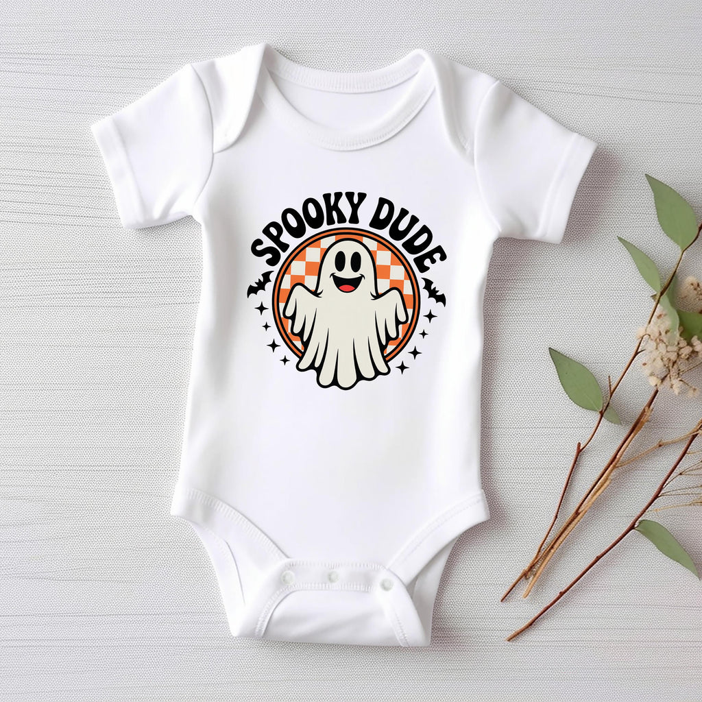 Spooky Dude Baby Bodysuit, Retro Ghost Boy Baby Shirt, Halloween Toddler Sweatshirt - Cute Fall Outfit for Boys, Trick or Treat Look
