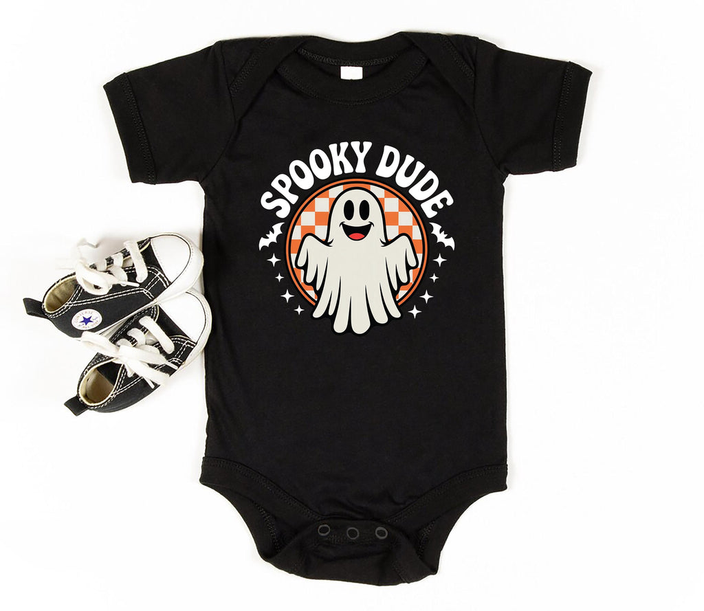 Spooky Dude Baby Bodysuit, Retro Ghost Boy Baby Shirt, Halloween Toddler Sweatshirt - Cute Fall Outfit for Boys, Trick or Treat Look