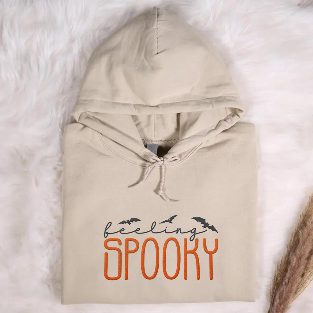Halloween Season Hoodie, Feeling Spooky Embroidered Sweatshirt, Cute Spooky Shirt, Fall Long Sleeve Shirt, Fun Gift for Halloween Lover
