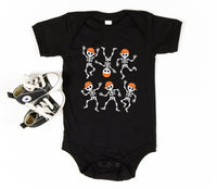 Dancing Skeletons Baby Bodysuit, Retro Halloween Boy Baby Shirt, Toddler Sweatshirt - Spooky Fall Kids Outfit, Trick or Treat Clothes