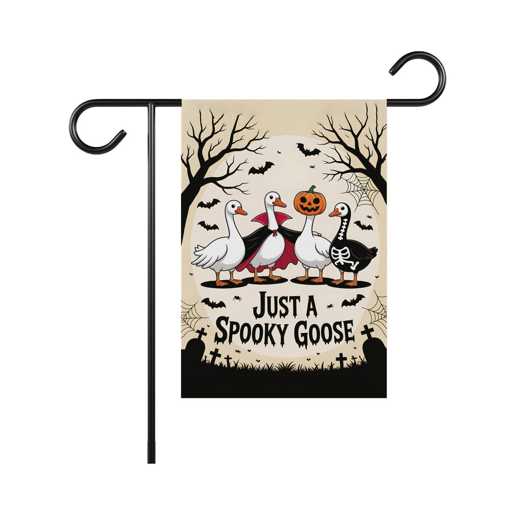 Just a Spooky Goose Halloween Garden Flag, Funny Halloween Goose, Goose in Halloween Costumes, Cute Horror, Spooky Goose Flag