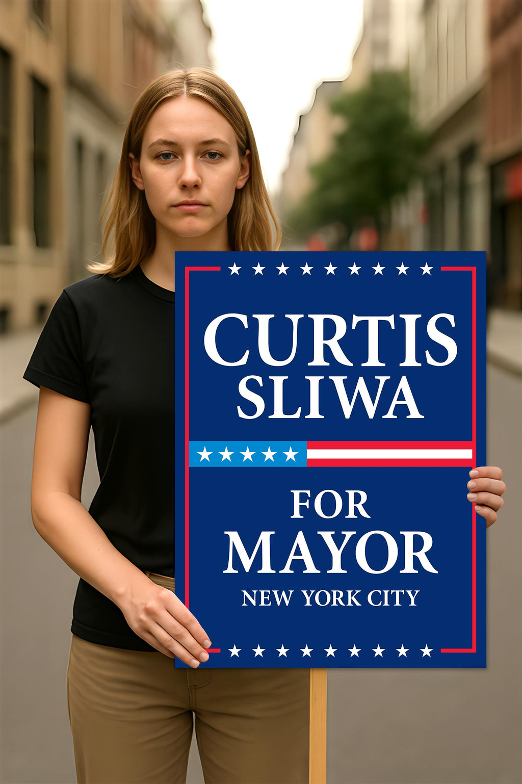 Curtis Sliwa For New York City Mayor 2025 Election Sign, NYC’s Mayor, Political Campaign Sign, Mayor Election 2025 Race Poster Sign
