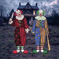 Bloody Clown Halloween Yard Signs with Stakes, Red Green Outdoor Lawn Decorations, Scary Haunted House School Halloween Décor for Kids
