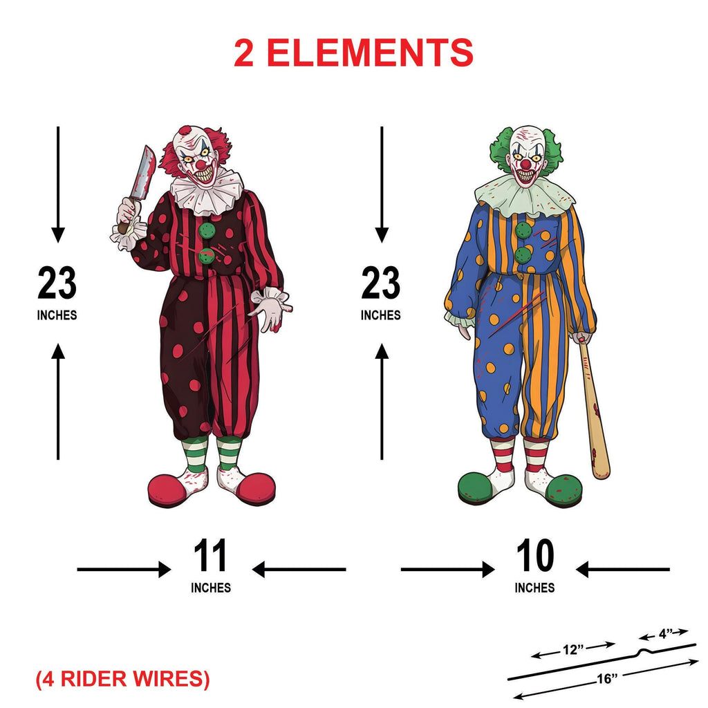 Bloody Clown Halloween Yard Signs with Stakes, Red Green Outdoor Lawn Decorations, Scary Haunted House School Halloween Décor for Kids