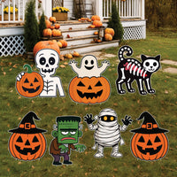 Pumpkin Ghost Monster Yard Signs, Halloween Prop Stakes for Lawn Décor, Outdoor Spooky Yard Decorations for Halloween Party or Home Display
