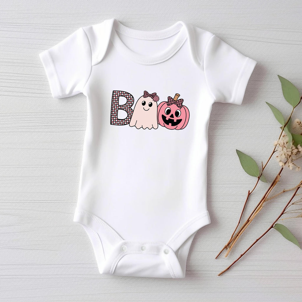 Boo Ghost Baby Bodysuit, Cute Halloween Girl Baby Shirt, Toddler Sweatshirt - Funny Spooky Outfit, Fall Trick or Treat Baby Clothes