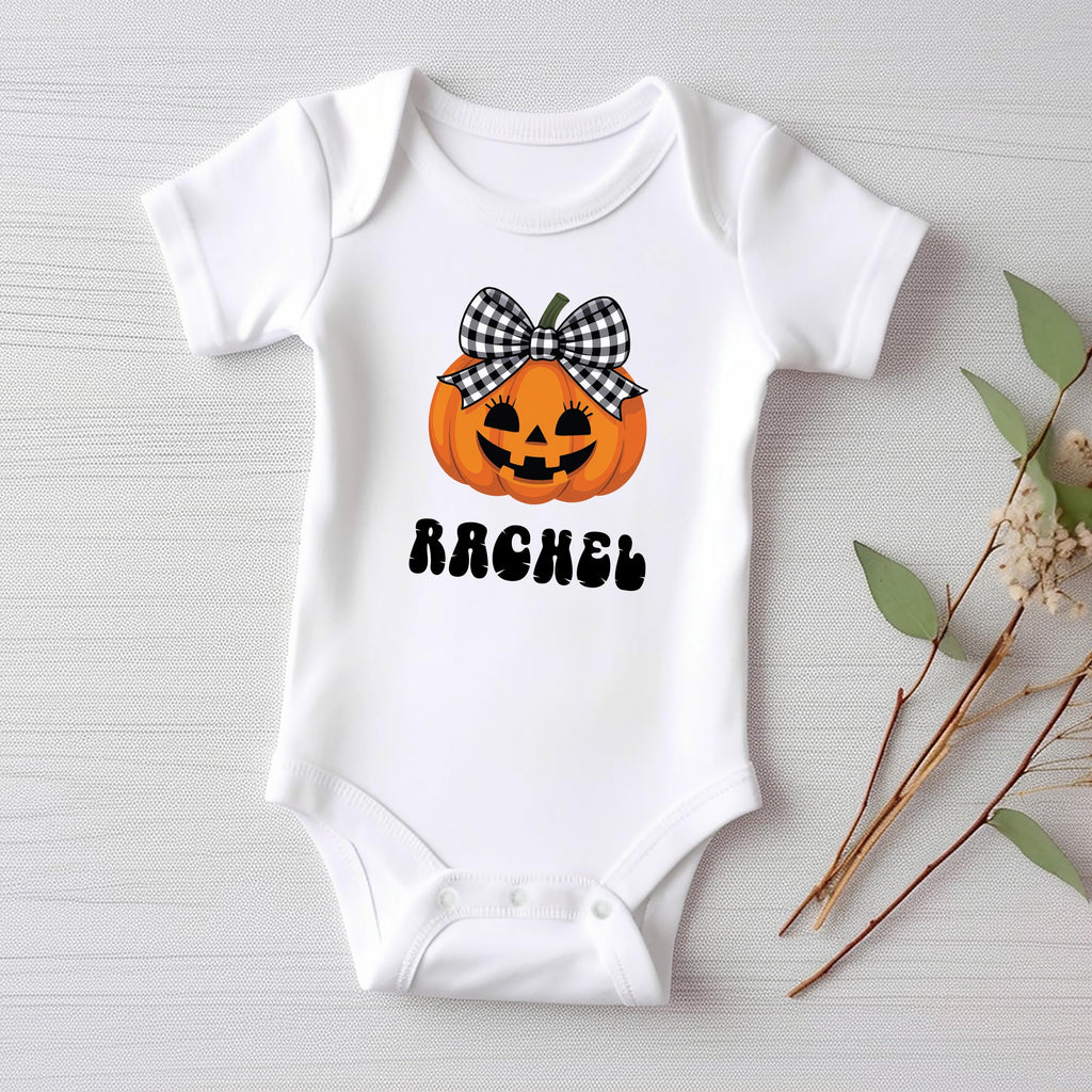 Personalized Pumpkin Baby Bodysuit, Custom Name Girl Baby Shirt, Toddler Sweatshirt - Cute Fall Halloween Outfit, Autumn Baby Gift Idea