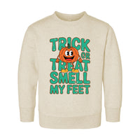 Trick or Treat Smell My Feet Baby Bodysuit, Funny Halloween Baby Shirt, Toddler Sweatshirt - Cute Spooky Outfit, Silly Fall Baby Clothes