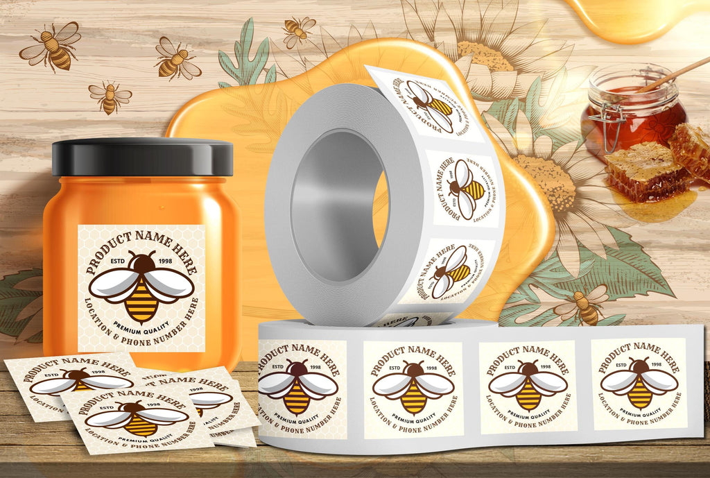 Personalized Honey Roll Labels, Custom Honey Product Stickers