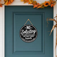 No Soliciting Sign for Front Door 12", Modern Front Porch Wall Sign, Easy to Mount PVC Privacy Sign for Home Entryway or Office Decor