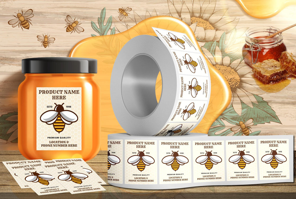 Personalized Honey Roll Labels, Custom Honey Product Stickers