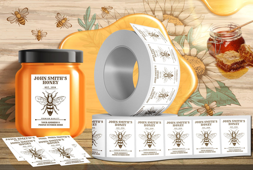 Personalized Honey Roll Labels, Custom Honey Product Stickers, Business Honey Labels for Mason, Honey Bee Favors, Honey Lid Stickers