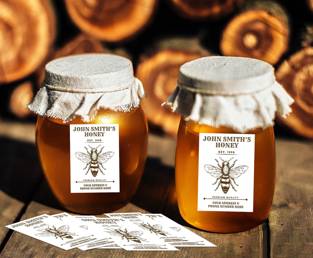 Personalized Honey Roll Labels, Custom Honey Product Stickers, Business Honey Labels for Mason, Honey Bee Favors, Honey Lid Stickers