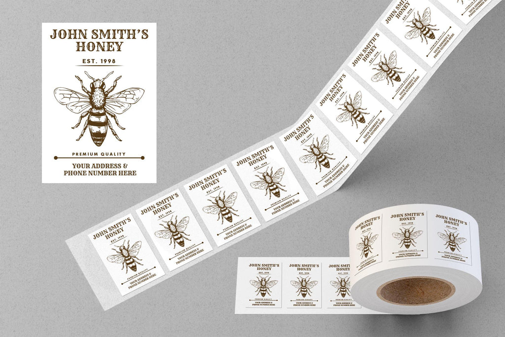 Personalized Honey Roll Labels, Custom Honey Product Stickers, Business Honey Labels for Mason, Honey Bee Favors, Honey Lid Stickers