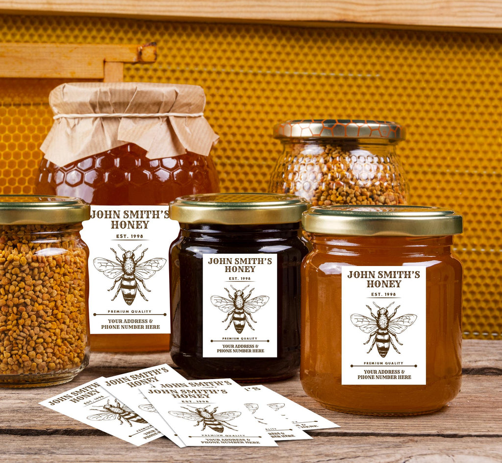 Personalized Honey Roll Labels, Custom Honey Product Stickers, Business Honey Labels for Mason, Honey Bee Favors, Honey Lid Stickers