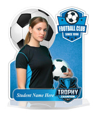 Soccer Acrylic Standee Trophy, 3-Layered Custom Award with Photo, Logo & Name, Student Achievement Plaque, Sports Recognition Gift