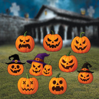 Halloween Pumpkin Yard Stakes with Witch Hats, Outdoor Lawn Signs with Stakes, Spooky Garden Decorations, Halloween Party Yard Props