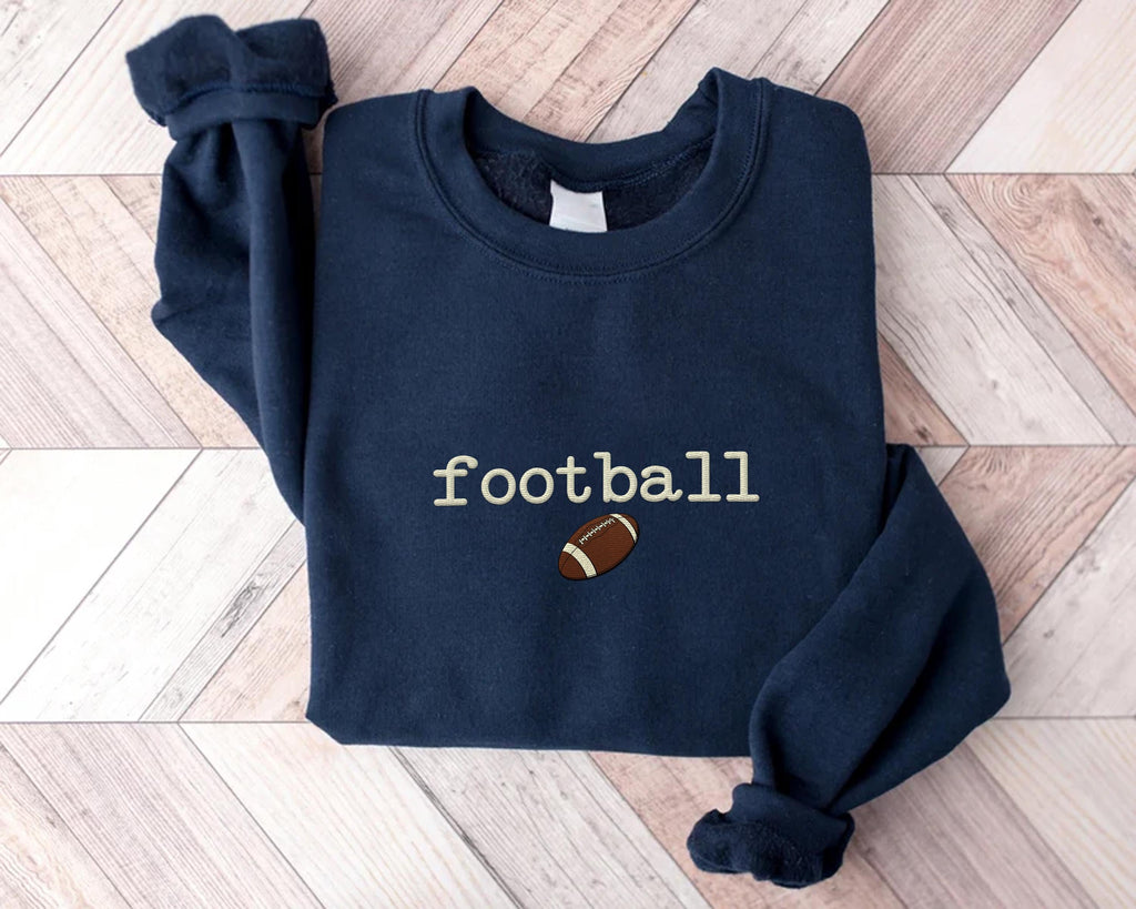 Retro Football Embroidered Hoodie, Fall Football Season Gift