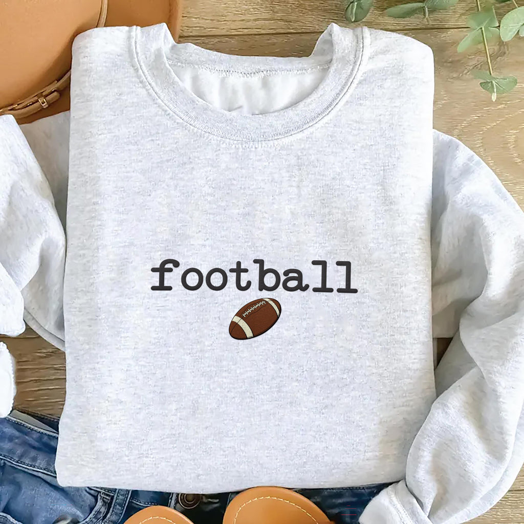 Retro Football Embroidered Hoodie, Fall Football Season Gift