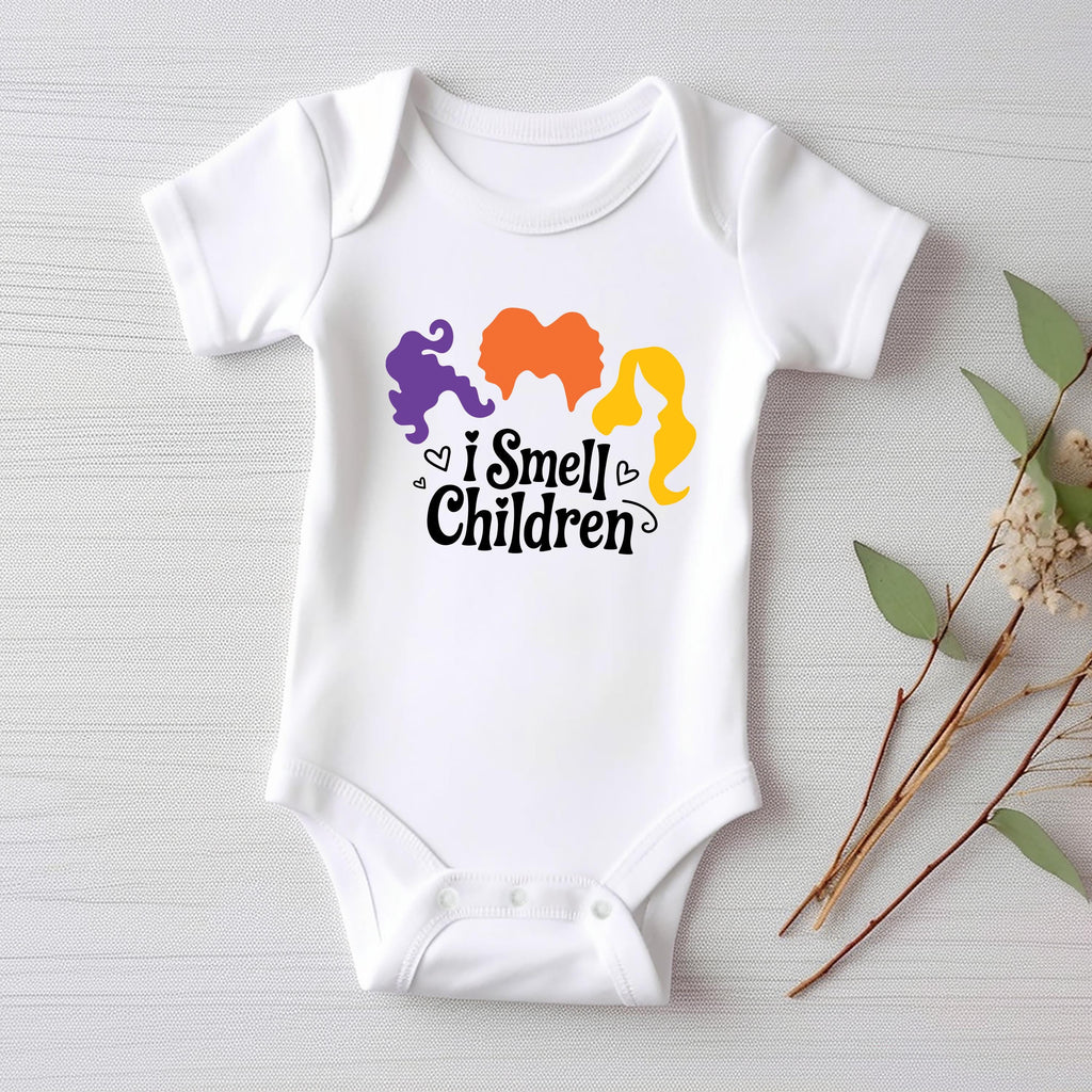 I Smell Children Baby Bodysuit, Funny Hocus Pocus Baby Shirt, Toddler Sweatshirt - Halloween Baby Outfit, Cute Witchy Fall Costume