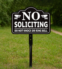 3 Pack No Soliciting Yard Sign with 16" Stake, Rust-Free Aluminum No Solicitors Warning Sign, Outdoor Home Privacy and Security Lawn Sign