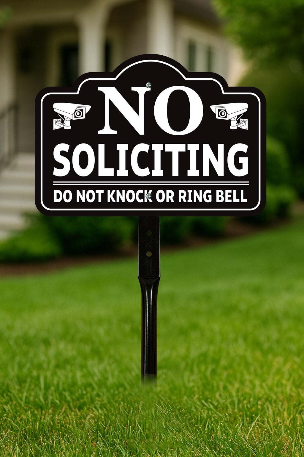 3 Pack No Soliciting Yard Sign with 16" Stake, Rust-Free Aluminum No Solicitors Warning Sign, Outdoor Home Privacy and Security Lawn Sign