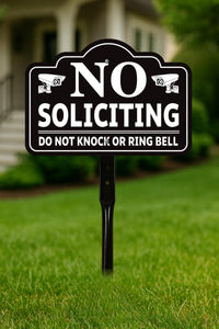 3 Pack No Soliciting Yard Sign with 16" Stake, Rust-Free Aluminum No Solicitors Warning Sign, Outdoor Home Privacy and Security Lawn Sign