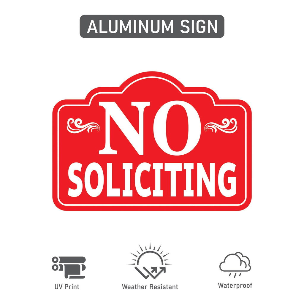 Red No Soliciting Yard Sign with 16" Stake, Rust-Free Aluminum No Soliciting Sign for House, Outdoor Home Privacy Lawn and Garden Decor