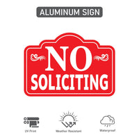 Red No Soliciting Yard Sign with 16" Stake, Rust-Free Aluminum No Soliciting Sign for House, Outdoor Home Privacy Lawn and Garden Decor
