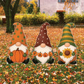 Fall Gnome Yard Signs Set of 3, Thanksgiving Garden Stakes with Pumpkin and Sunflower, Autumn Outdoor Gnome Decor for Lawn and Porch