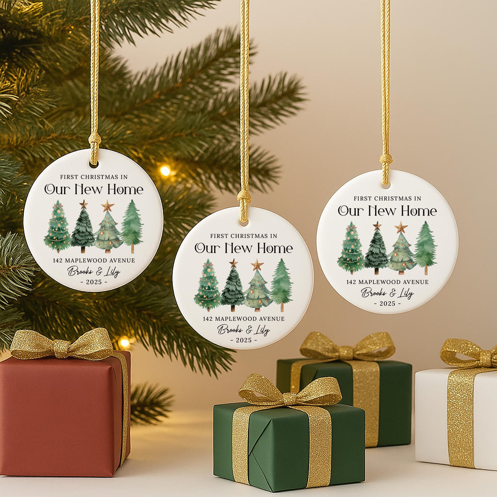 First Christmas in Our New Home Ornament, Personalized Our New House Ceramic Ornament, 2025 New Home Ornament, Our First Home Keepsake Gift