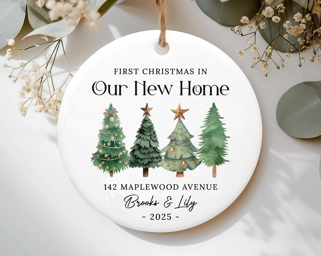 First Christmas in Our New Home Ornament, Personalized Our New House Ceramic Ornament, 2025 New Home Ornament, Our First Home Keepsake Gift