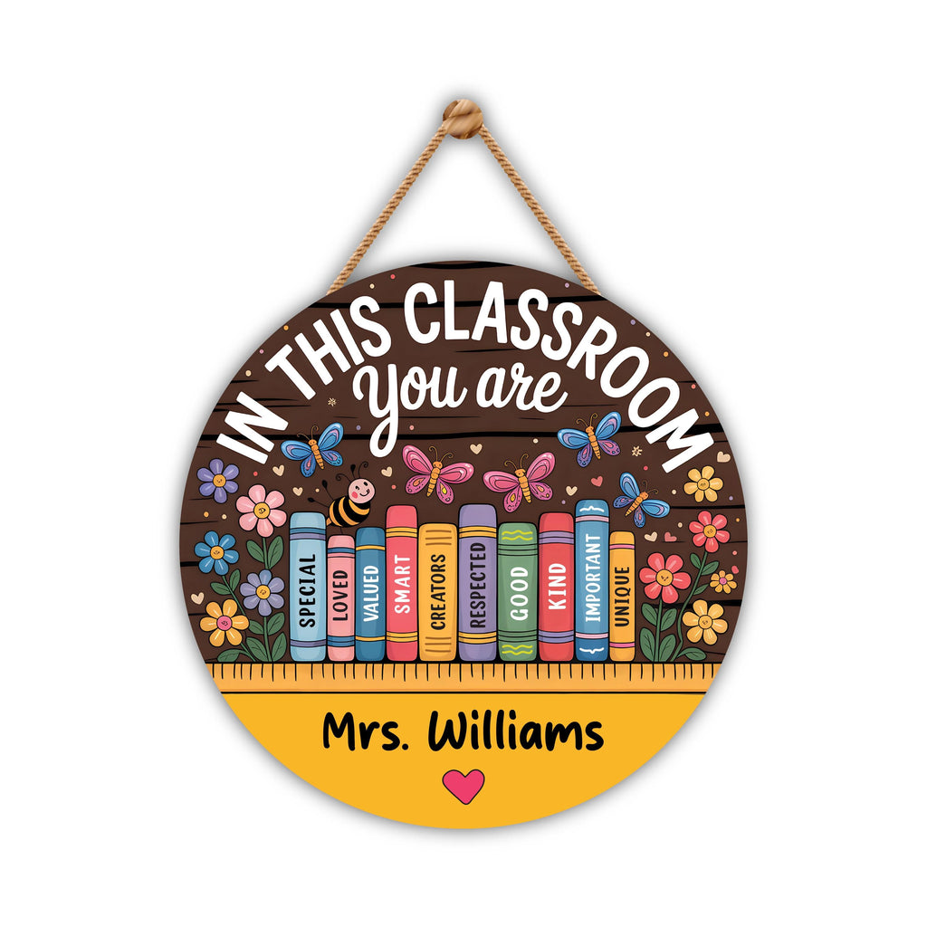 Personalized Classroom Door Sign 12", Custom Teacher Name Wall Plaque, Back to School Welcome Sign, First Day Gift for Educators