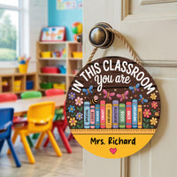 Personalized Classroom Door Sign 12", Custom Teacher Name Wall Plaque, Back to School Welcome Sign, First Day Gift for Educators