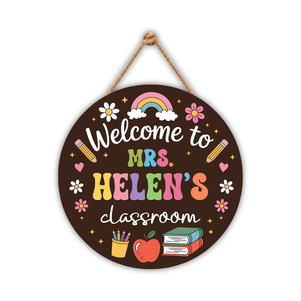Personalized Classroom Door Sign 12", Custom Teacher Name Wall Plaque, Back to School Welcome Sign, First Day Gift for Educators